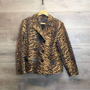 Jones New York Work Tiger Print Blazer Jacket Women's Size Large